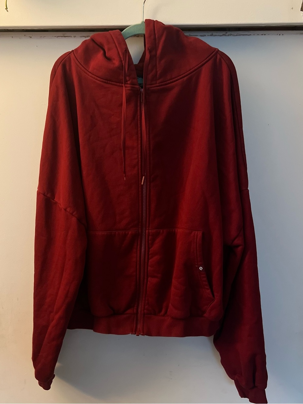 POPFLEX Women's Zip-Up Hoodie in Deep Red